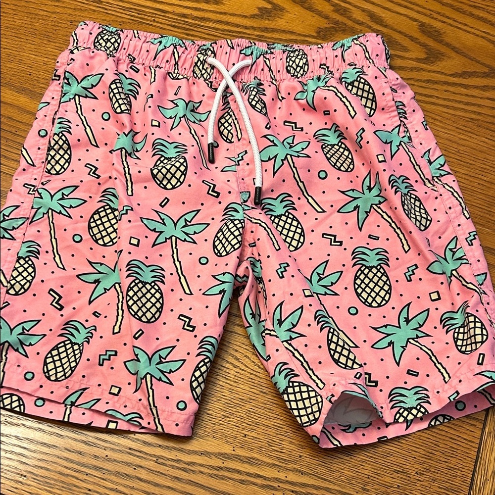 Boys Pineapple Print Swim Shorts - Pink